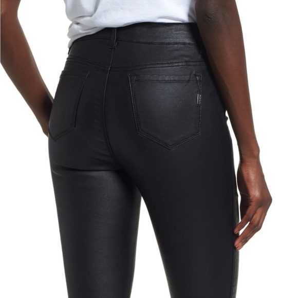 Nordstrom 1822 Denim High Waist Coated Leather Ankle Skinny - Picture 5 of 16